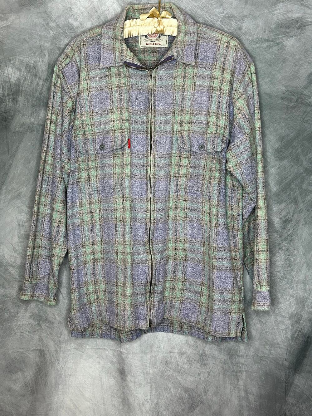 Gold Crest Shirt Shacket  Men Lg Utility Outdoors  Thick Comfy Plaid Cotton